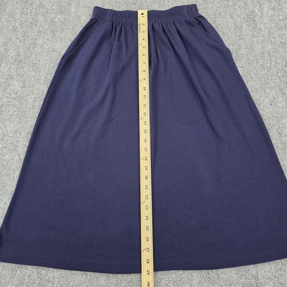 Vintage Lands End Skirt Womens Medium Blue Cotton A-Line Pockets Made in USA - Picture 6 of 12